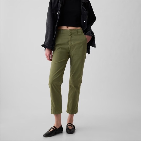 GAP Pants - GAP Downtown Khaki Pants Olive Green Size 4 | Slim Ankle Stretch Cotton Chinos